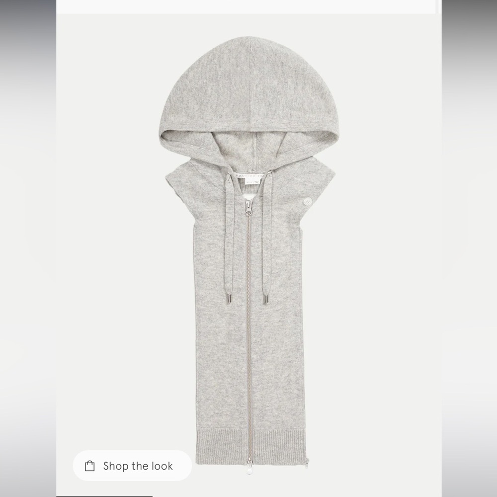 $275 Veronica Beard cashmere Hoodie Dickey Jacket insert zip Heather gray